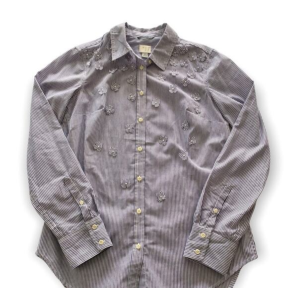 Via Penny Lane Reworked Apparel | Pink Floyd Striped Button Up Shirt Small - Picture 2 of 9